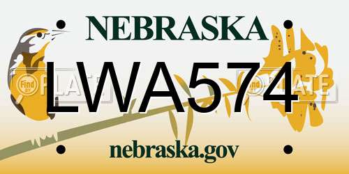 LWA574 Nebraska License Plate