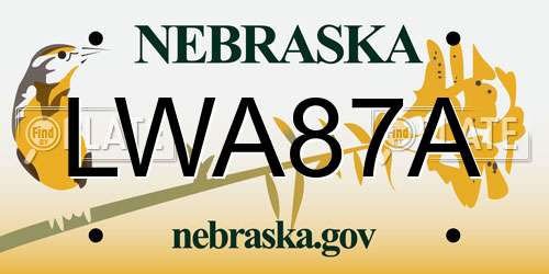 LWA87A Nebraska License Plate