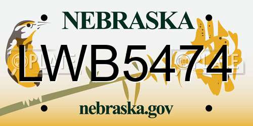 LWB5474 Nebraska License Plate
