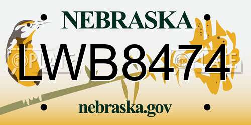 LWB8474 Nebraska License Plate