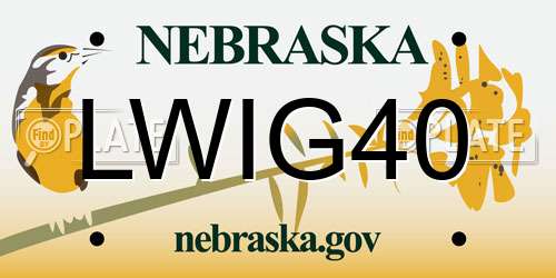 LWIG40 Nebraska License Plate