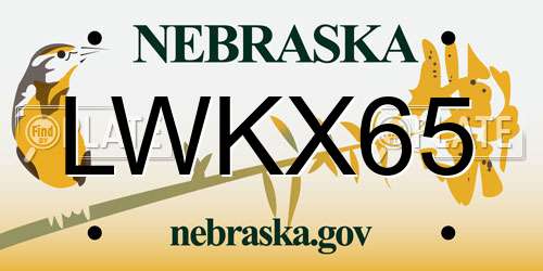 LWKX65 Nebraska License Plate