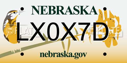 LX0X7D Nebraska License Plate