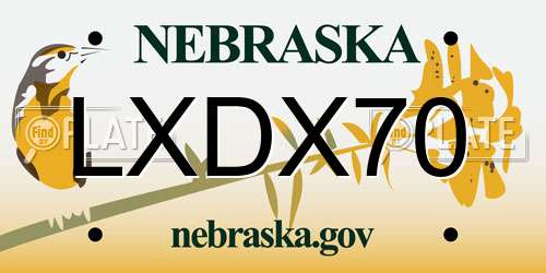 LXDX70 Nebraska License Plate