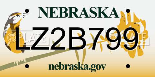 LZ2B799 Nebraska License Plate