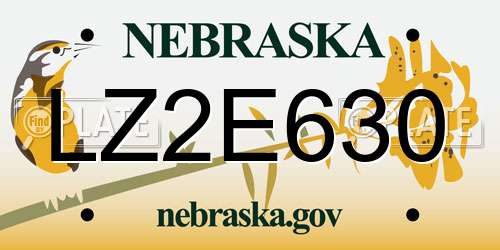 LZ2E630 Nebraska License Plate