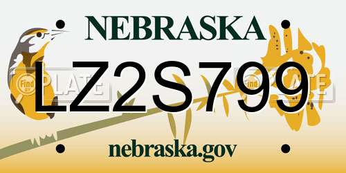 LZ2S799 Nebraska License Plate