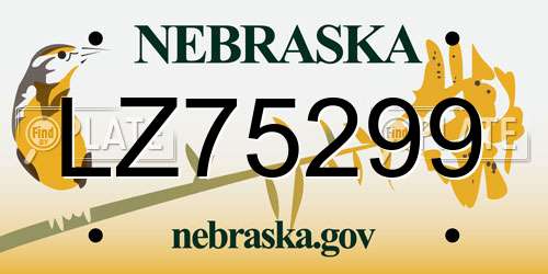 LZ75299 Nebraska License Plate