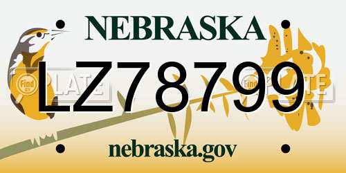 LZ78799 Nebraska License Plate