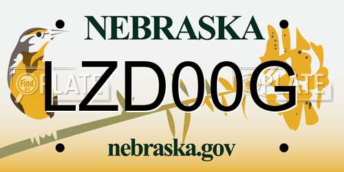 LZD00G Nebraska License Plate