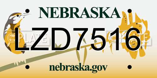 LZD7516 Nebraska License Plate
