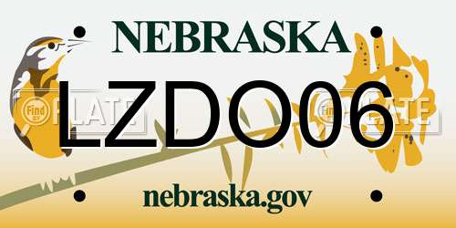 LZDO06 Nebraska License Plate