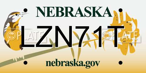 LZN71T Nebraska License Plate