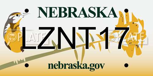 LZNT17 Nebraska License Plate