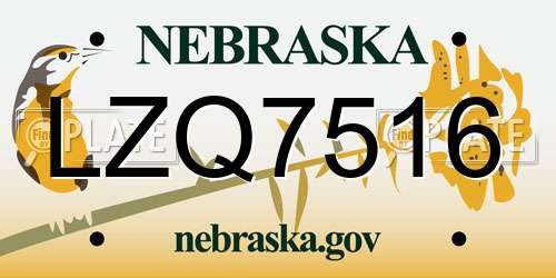 LZQ7516 Nebraska License Plate
