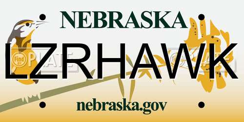 LZRHAWK Nebraska License Plate