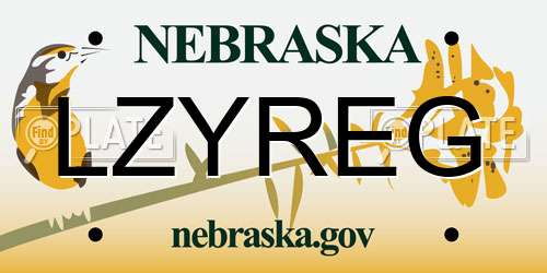 LZYREG Nebraska License Plate