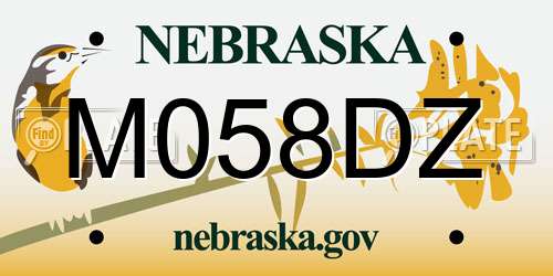 M058DZ Nebraska License Plate