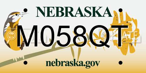M058QT Nebraska License Plate