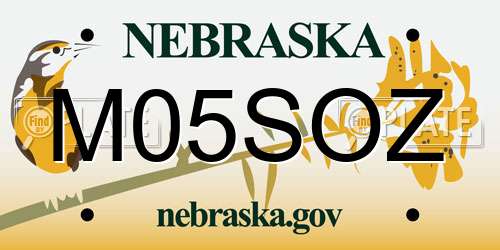 M05SOZ Nebraska License Plate