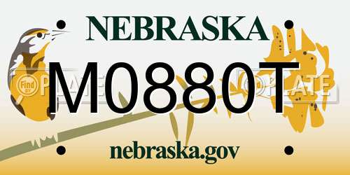 M0880T Nebraska License Plate