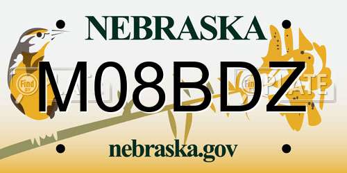 M08BDZ Nebraska License Plate