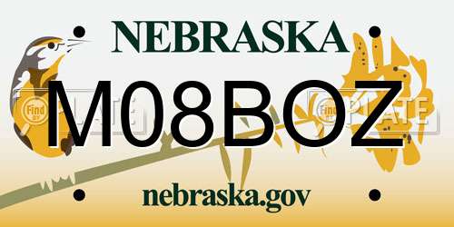 M08BOZ Nebraska License Plate