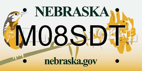 M08SDT Nebraska License Plate