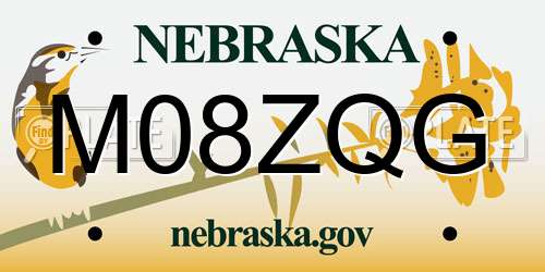 M08ZQG Nebraska License Plate