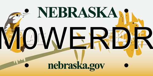 M0WERDR Nebraska License Plate