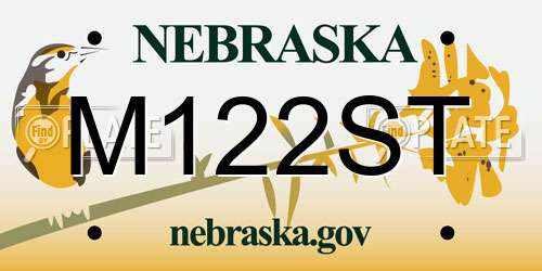 M122ST Nebraska License Plate