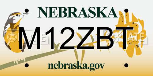 M12ZBT Nebraska License Plate