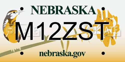 M12ZST Nebraska License Plate