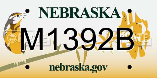 M1392B Nebraska License Plate