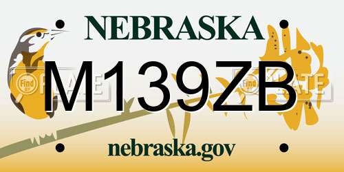 M139ZB Nebraska License Plate