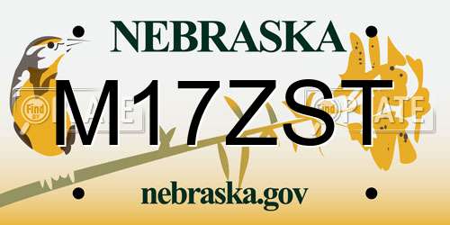 M17ZST Nebraska License Plate