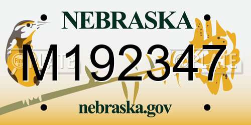M192347 Nebraska License Plate