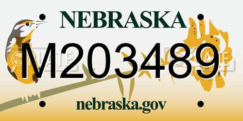 M203489 Nebraska License Plate