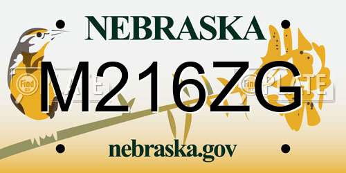 M216ZG Nebraska License Plate