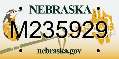 M235929 Nebraska License Plate