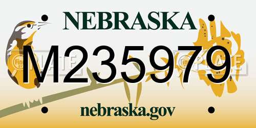 M235979 Nebraska License Plate