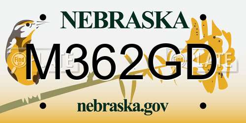 M362GD Nebraska License Plate
