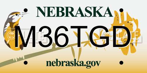 M36TGD Nebraska License Plate