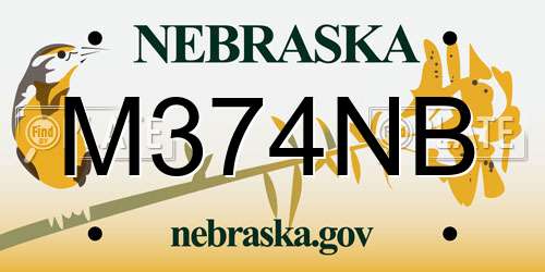 M374NB Nebraska License Plate