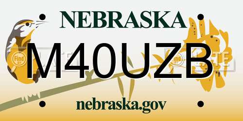 M40UZB Nebraska License Plate