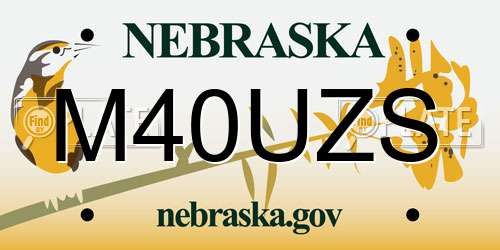 M40UZS Nebraska License Plate