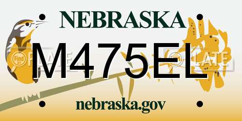 M475EL Nebraska License Plate