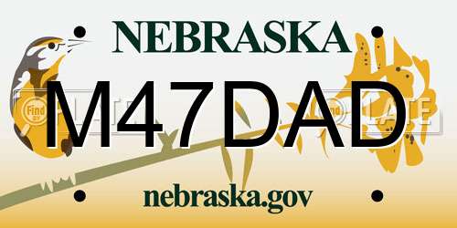 M47DAD Nebraska License Plate