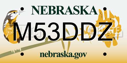 M53DDZ Nebraska License Plate