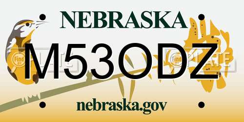 M53ODZ Nebraska License Plate